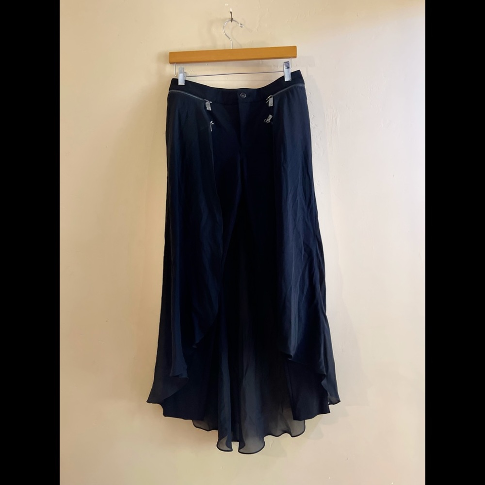 Haute Hippie Skinny Cropped Pants W/Detachable Skirt, Black